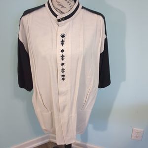 TRUTUS Blancarra MONOBAIK Button Down Short Sleeve Hidden Buttons Shirt Vintage